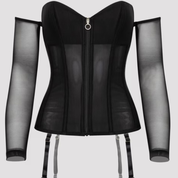 “BNWT” Boss Babe, Steel boned corset with detachable sleeves and garter - Picture 1 of 2